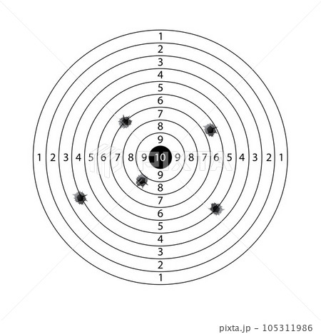 Circle target with shot holes 105311986