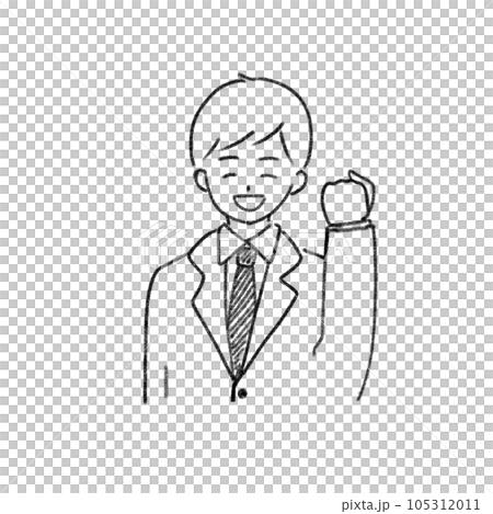 微笑的商人簡單的線條畫 微笑的商人簡單的線條畫 105312011