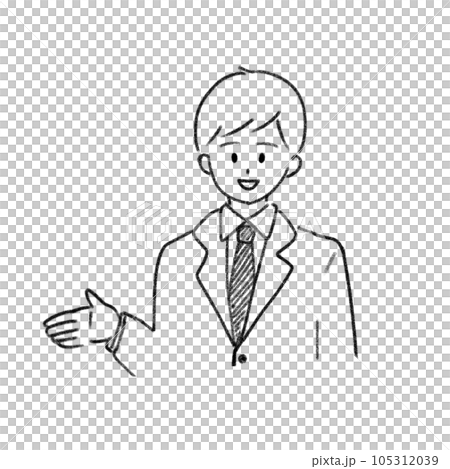 Smiling businessman simple line drawing Smiling businessman simple line drawing 105312039