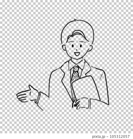 Smiling businessman simple line drawing Smiling businessman simple line drawing 105312057