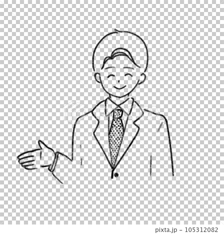 微笑的商人簡單的線條畫 105312082