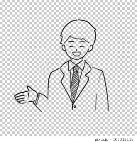 微笑的商人簡單的線條畫 微笑的商人簡單的線條畫 105312119