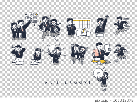 為提高成績而學習的男女學生插圖集 105312379