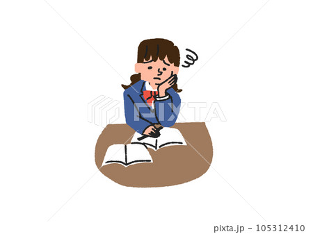 勉強がつまらない学生の女の子のイラスト 105312410