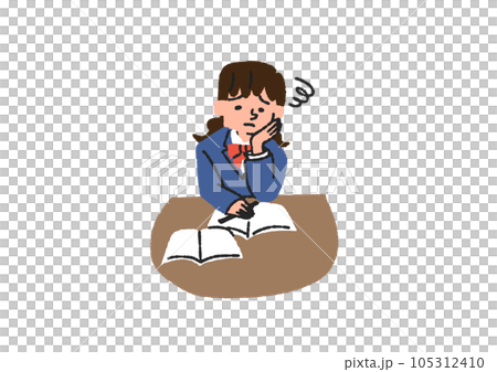 勉強がつまらない学生の女の子のイラスト 105312410