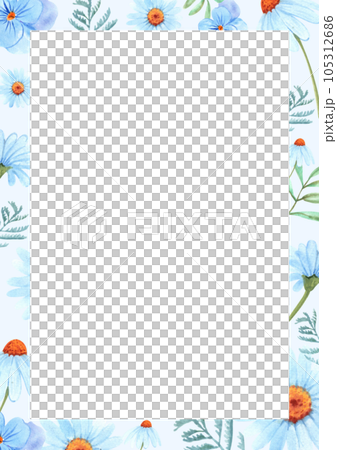 Flower frame watercolor png 105312686