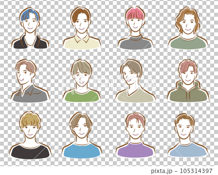 若い男性の顔のイラスト. 105314397