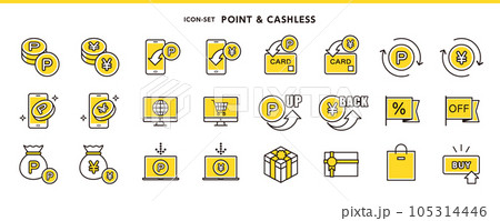 ポイントアップ、ポイントバックなど、ポイントアイコンセット ポイントアップ、ポイントバックなど、ポイントアイコンセット 105314446