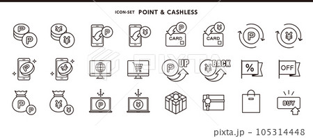 ポイントアップ、ポイントバックなど、ポイントアイコンセット ポイントアップ、ポイントバックなど、ポイントアイコンセット 105314448