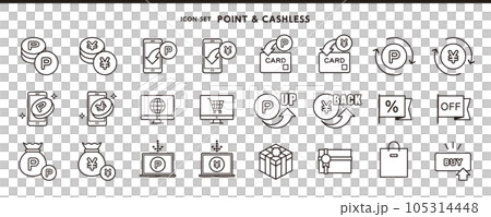 ポイントアップ、ポイントバックなど、ポイントアイコンセット ポイントアップ、ポイントバックなど、ポイントアイコンセット 105314448