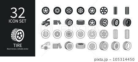 タイヤに関連したアイコンセット 105314450