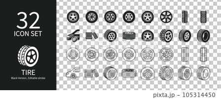 タイヤに関連したアイコンセット 105314450