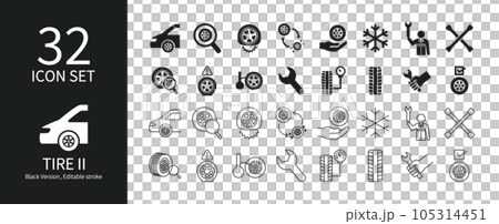 タイヤに関連したアイコンセット 105314451