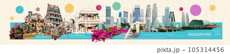 Contemporary art collage, creative design from Singapore travel images 105314456