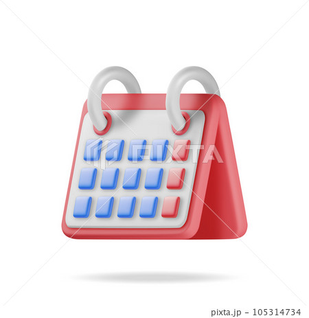3D Paper Spiral Wall Calendar Isolated 105314734