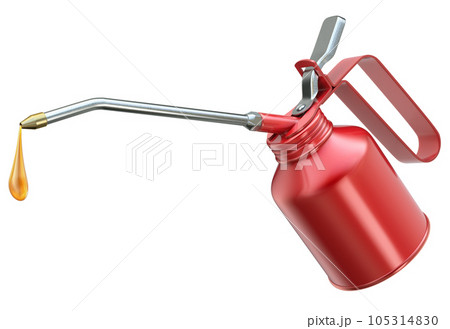 Red oil can with big droplet isolated on white background - 3D illustration Red oil can with big droplet isolated on white background - 3D illustration 105314830