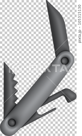 3D illustration folding knife camping, compact expedition knife. Penknife multi-tool. 105315130