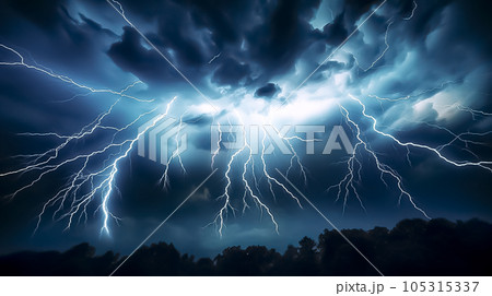 落雷のイラスト素材 [105315337] - PIXTA