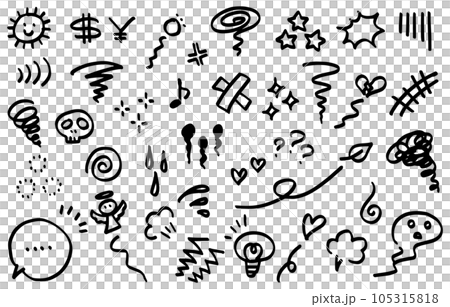 手寫的情感表達符號圖標集（單色） 105315818