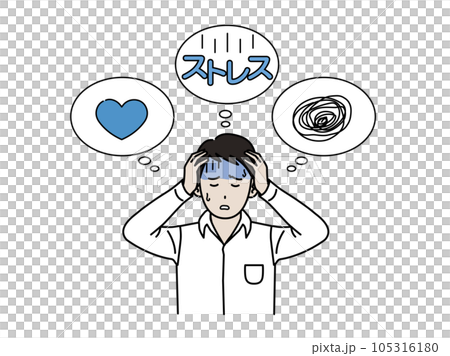 ストレスを抱え悩む若い男性 ストレスを抱え悩む若い男性 105316180