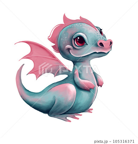 Fantasy cute baby dragon. New Year 2024. Cartoon dragon, isolated 105316371