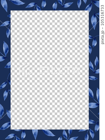 Indigo floral frame watercolor png Indigo floral frame watercolor png 105316733