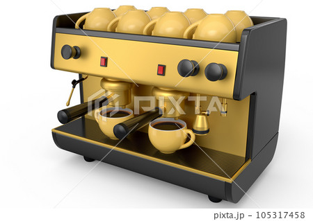 Professional espresso coffee machine with horn for two cups isolated on white Professional espresso coffee machine with horn for two cups isolated on white 105317458