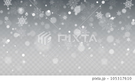 Falling Snow Overlay Background. Snowfall Winter Christmas Background. Vector Illustration. 105317610