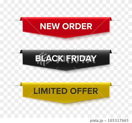 Labels set. Red, black and golden sale tags. Vector illustration Labels set. Red, black and golden sale tags. Vector illustration 105317665