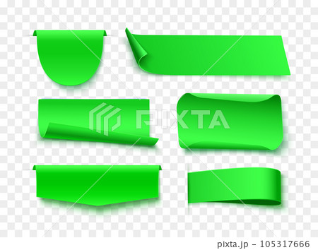 Blank ribbon tags. Green realistic labels isolated 105317666