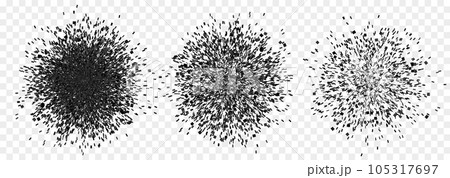 Set of exploded particles in black. Vector shatter explosion Set of exploded particles in black. Vector shatter explosion 105317697
