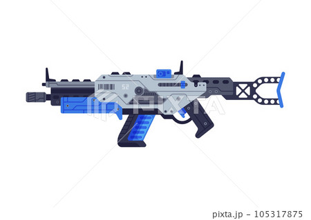 Fantastic Weapon and Raygun as Destructive Energy Gun Vector Illustration Fantastic Weapon and Raygun as Destructive Energy Gun Vector Illustration 105317875