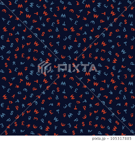 Various foreign currencies signs seamless pattern background. Various currency symbols. 105317885