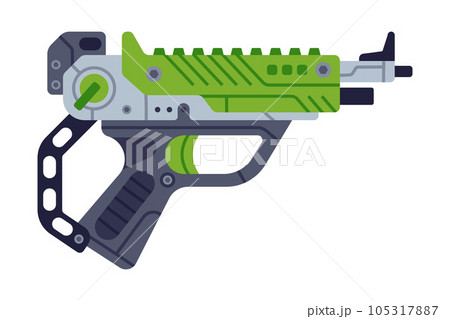 Fantastic Weapon and Raygun as Destructive Energy Gun Vector Illustration Fantastic Weapon and Raygun as Destructive Energy Gun Vector Illustration 105317887
