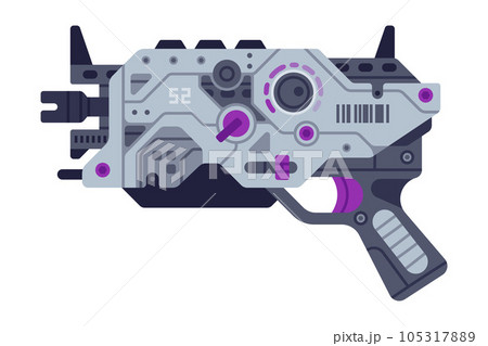 Fantastic Weapon and Raygun as Destructive Energy Gun Vector Illustration Fantastic Weapon and Raygun as Destructive Energy Gun Vector Illustration 105317889