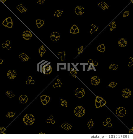 Cryptocurrency financial Items. Seamless pattern. Vector background. Cryptocurrency financial Items. Seamless pattern. Vector background. 105317892