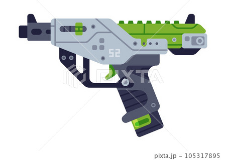 Fantastic Weapon and Raygun as Destructive Energy Gun Vector Illustration Fantastic Weapon and Raygun as Destructive Energy Gun Vector Illustration 105317895