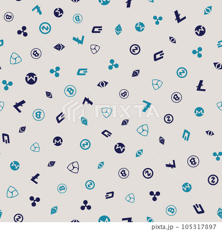 Cryptocurrency financial Items. Seamless pattern. Vector background. 105317897