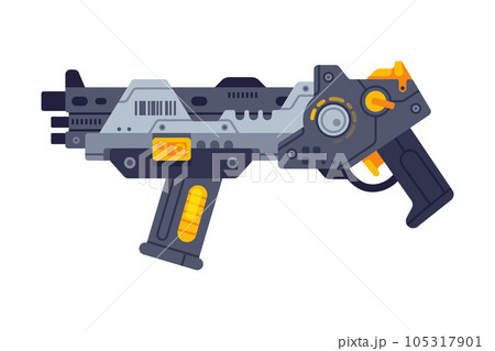 Fantastic Weapon and Raygun as Destructive Energy Gun Vector Illustration Fantastic Weapon and Raygun as Destructive Energy Gun Vector Illustration 105317901