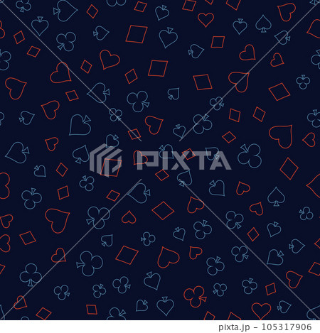 Symbols of Suits Card Seamless Pattern Background. Gambling hand drawn. Symbols of Suits Card Seamless Pattern Background. Gambling hand drawn. 105317906