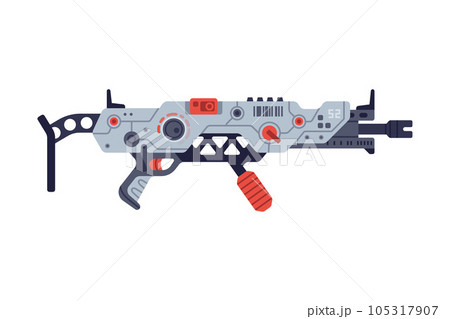 Fantastic Weapon and Raygun as Destructive Energy Gun Vector Illustration Fantastic Weapon and Raygun as Destructive Energy Gun Vector Illustration 105317907