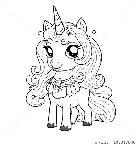 Unicorn Coloring Page for Kids Ages 4-8 14903500 Vector Art at