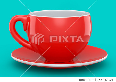 Ceramic coffee cup for cappuccino, americano, espresso, mocha, latte on green 105318134