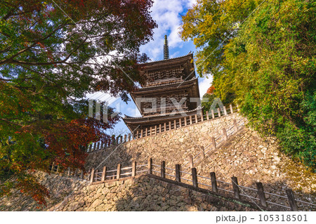 【中国三十三観音霊場】第二十八番　清水寺　晩秋の三重塔4　島根県安来市 105318501