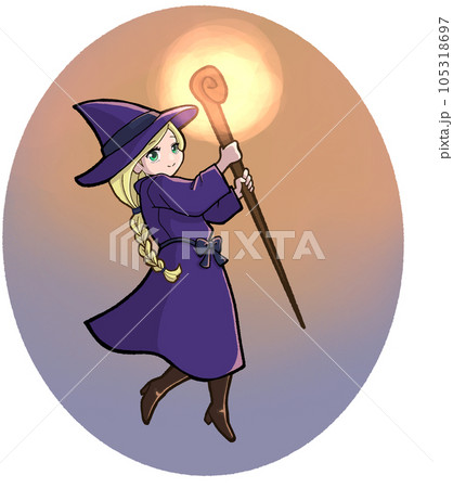 杖で魔法を放つ魔法使いのイラスト素材 [105318697] - PIXTA