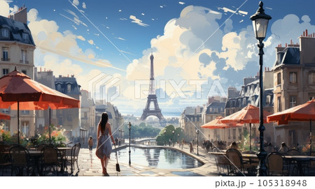 Woman exploring the streets of Paris Woman exploring the streets of Paris 105318948