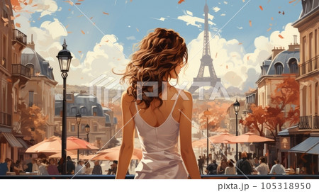 Woman exploring the streets of Paris Woman exploring the streets of Paris 105318950
