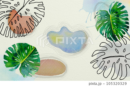Minimal and natural wall art. Botanical wall art drawn Foliage line art drawing. Minimal and natural wall art. Botanical wall art drawn Foliage line art drawing. 105320329
