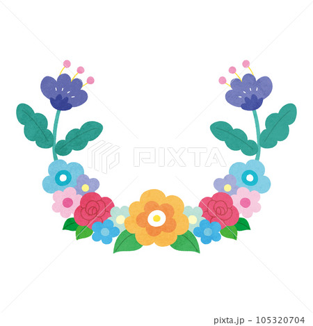 大人可愛いカラフルな花のフレーム 105320704