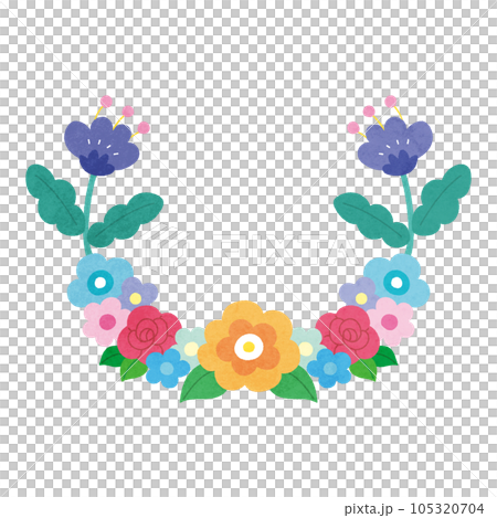 大人可愛いカラフルな花のフレーム 105320704